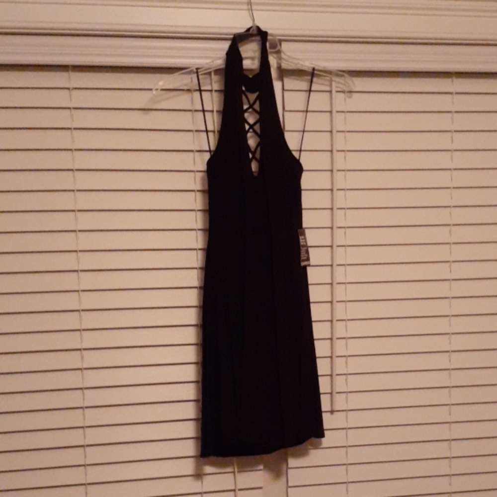 Black low cut back dress